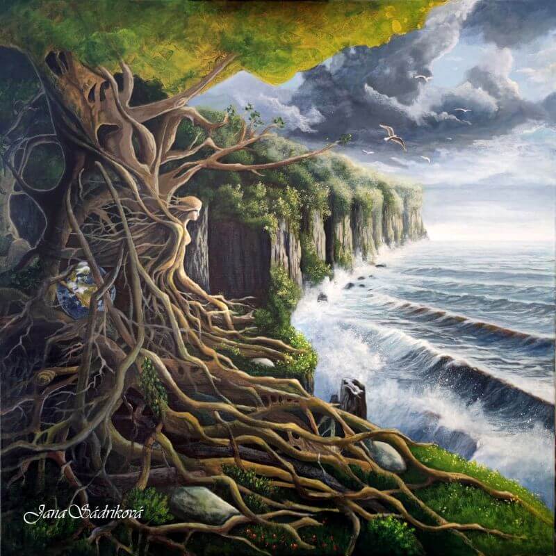 voda, oceán, láska, strom, žena, příroda