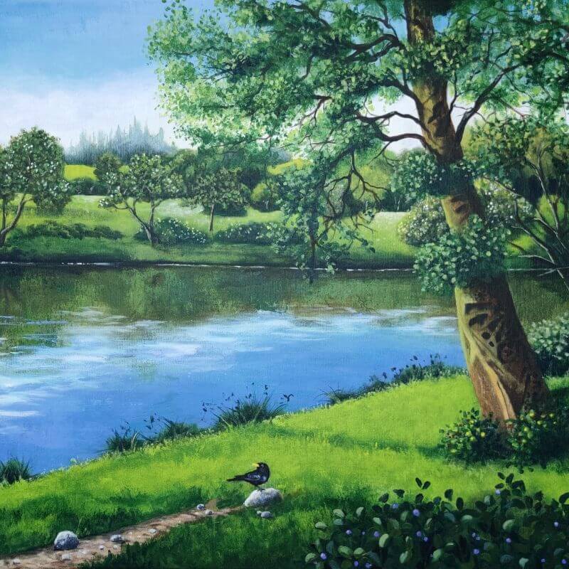 řeka, stromy, příroda